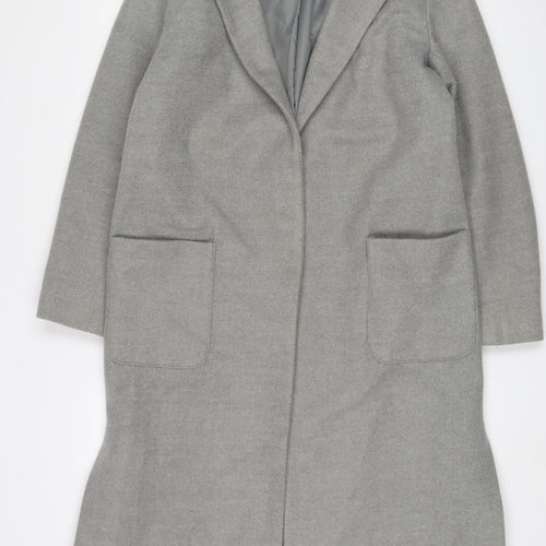 New Look Womens Grey Overcoat Coat Size 12 Snap