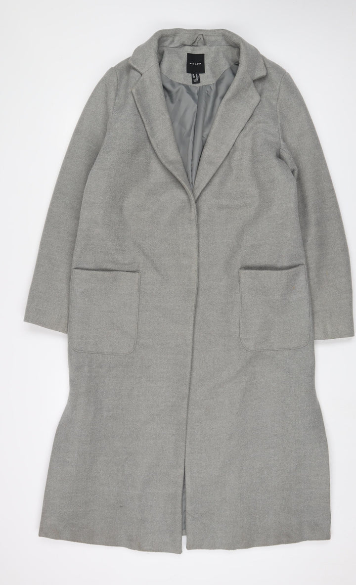 New Look Womens Grey Overcoat Coat Size 12 Snap