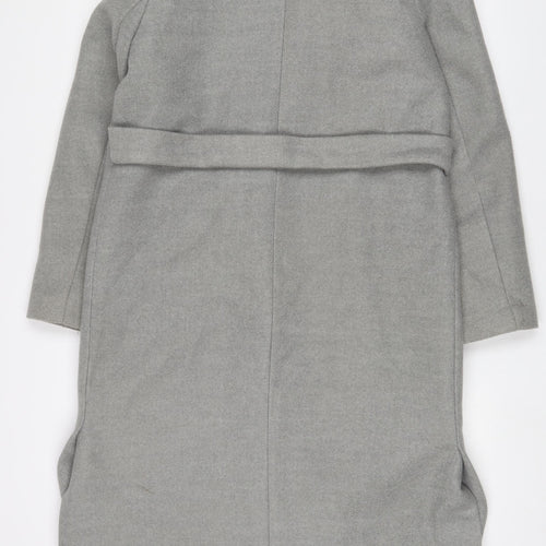 New Look Womens Grey Overcoat Coat Size 12 Snap