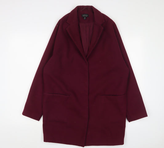 Topshop Womens Purple Overcoat Coat Size 10 Snap