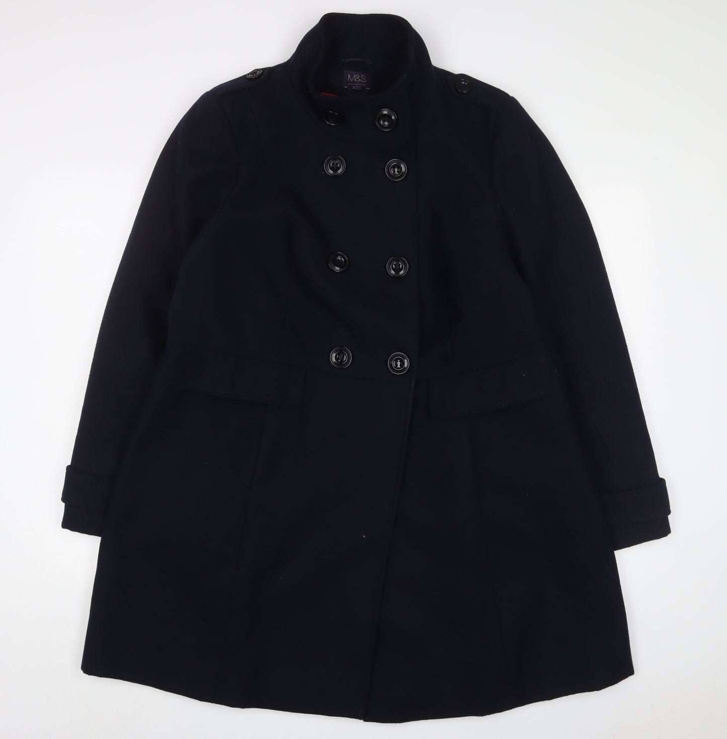 Marks and Spencer Womens Blue Overcoat Coat Size 18 Button