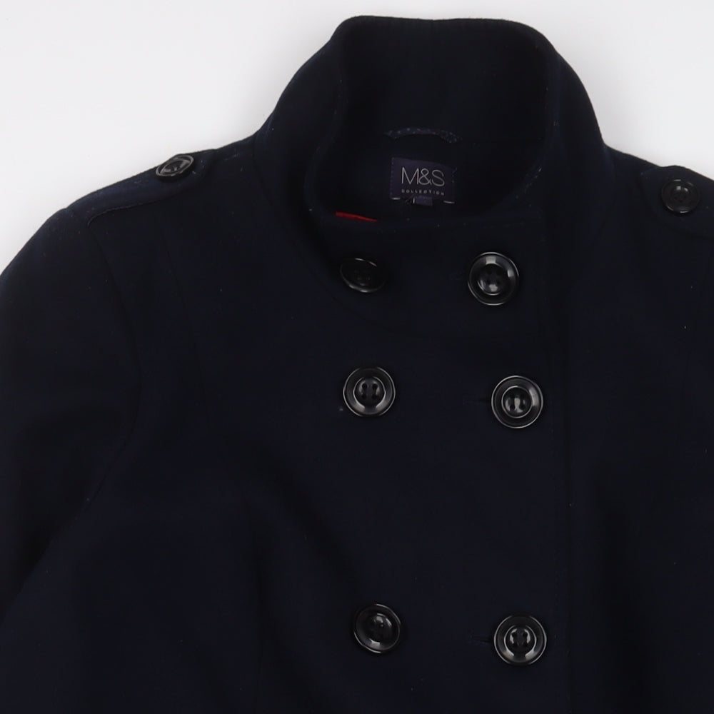 Marks and Spencer Womens Blue Overcoat Coat Size 18 Button
