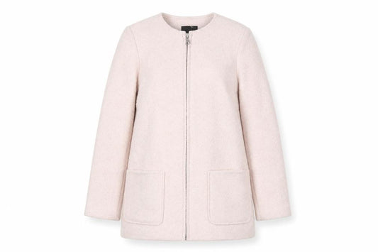 Front view of New Look women’s pink jacket, size UK 12, zip
