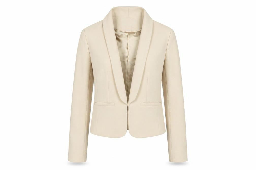 Front view of Love 21 women’s beige jacket blazer, size XS, hook & eye
