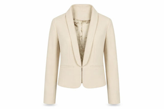 Front view of Love 21 women’s beige jacket blazer, size XS, hook & eye