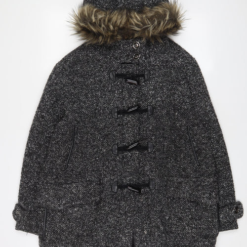QED London Womens Grey Overcoat Coat Size 14 Button
