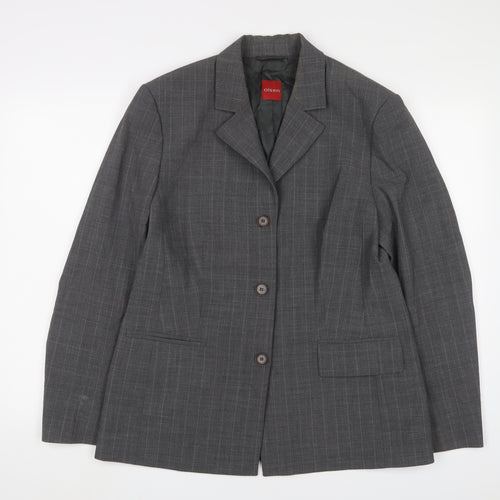 Olsen Womens Grey Striped Jacket Blazer Size 16 Button