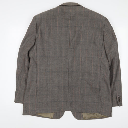 Wellington Mens Brown Plaid Wool Jacket Suit Jacket Size 46 Regular