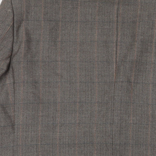 Wellington Mens Brown Plaid Wool Jacket Suit Jacket Size 46 Regular