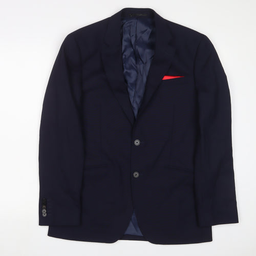 T.M.Lewin Mens Blue Wool Jacket Suit Jacket Size 39 Regular - Five buttons on sleeve