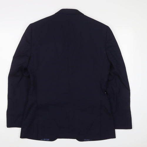 T.M.Lewin Mens Blue Wool Jacket Suit Jacket Size 39 Regular - Five buttons on sleeve