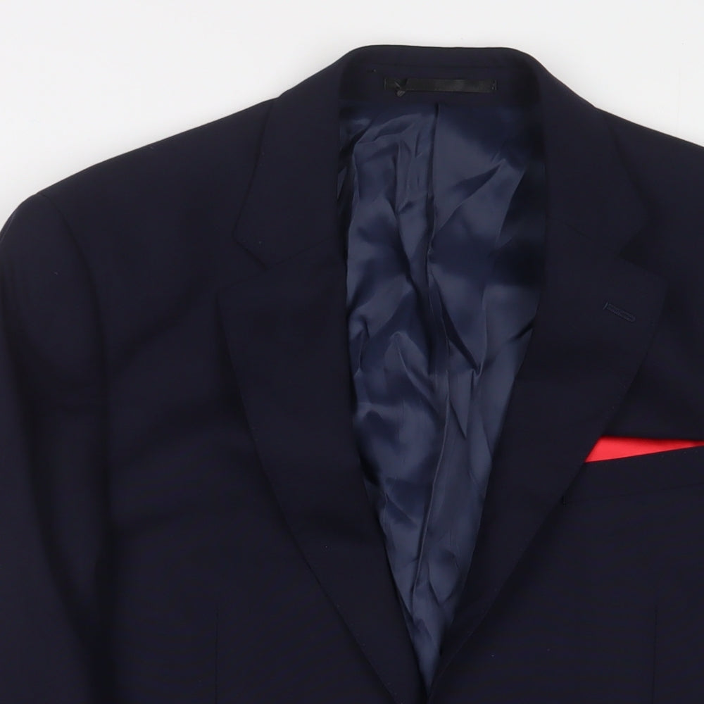 T.M.Lewin Mens Blue Wool Jacket Suit Jacket Size 39 Regular - Five buttons on sleeve