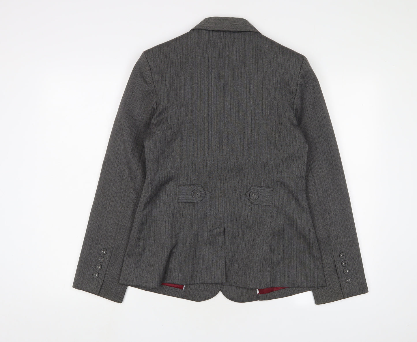 MARK ONE Womens Grey Striped Jacket Blazer Size 12 Button