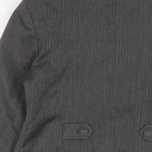 MARK ONE Womens Grey Striped Jacket Blazer Size 12 Button