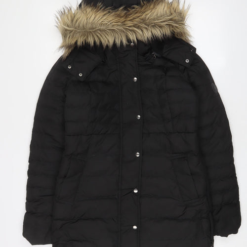 Seraphine Womens Black Parka Coat Size 8 Zip