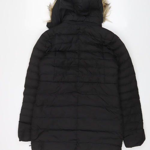 Seraphine Womens Black Parka Coat Size 8 Zip