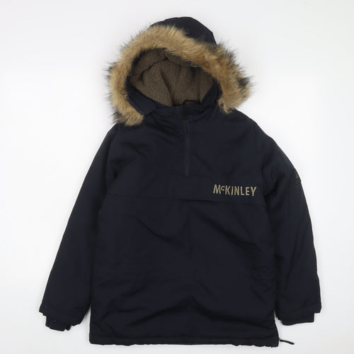 McKINLEY Boys Blue Anorak Jacket Size 12 Years Zip - Logo, Embroidered