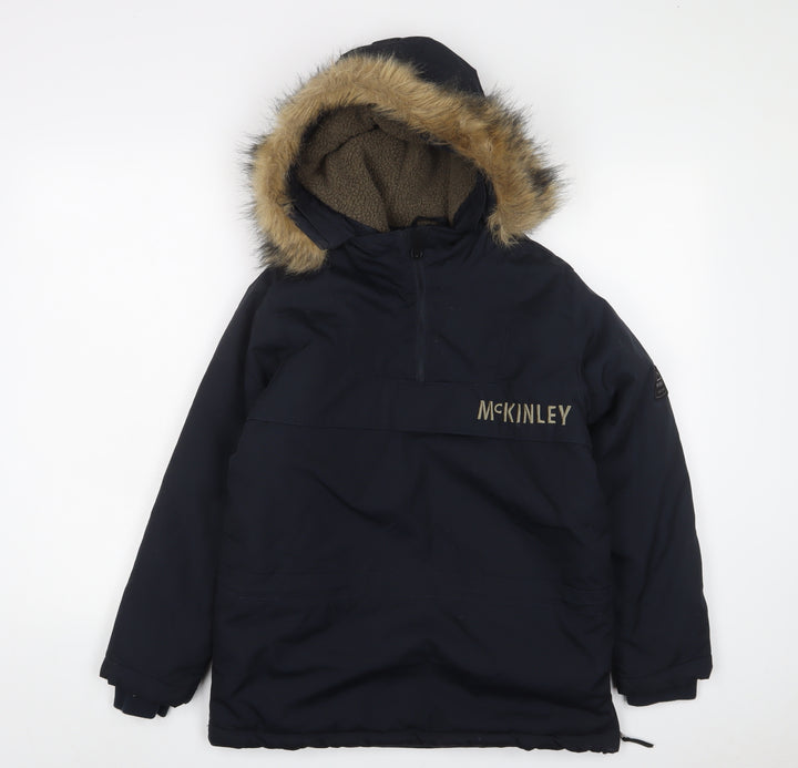 McKINLEY Boys Blue Anorak Jacket Size 12 Years Zip - Logo, Embroidered