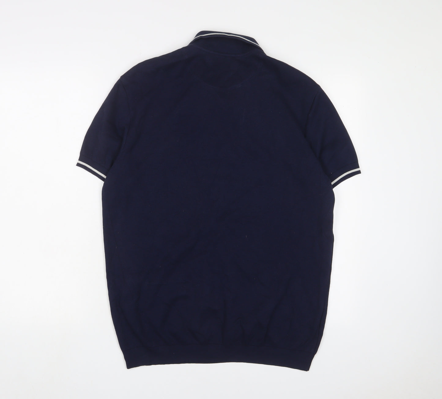 Lacoste Mens Blue Cotton Polo Size L Collared Button - Logo, Embroidered