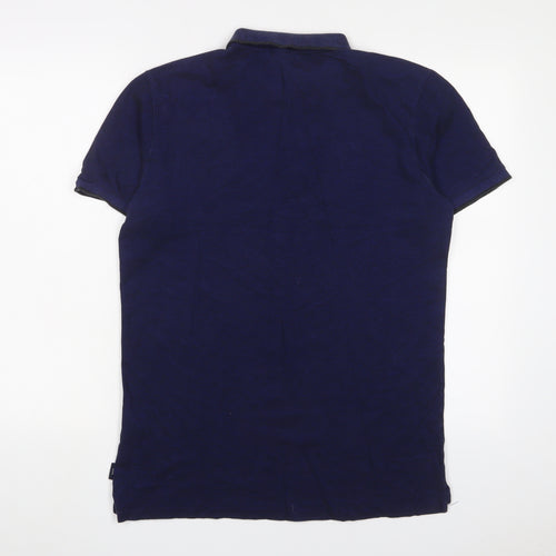 Paul Smith Mens Blue Cotton Polo Size M Collared Button - Logo, Embroidered