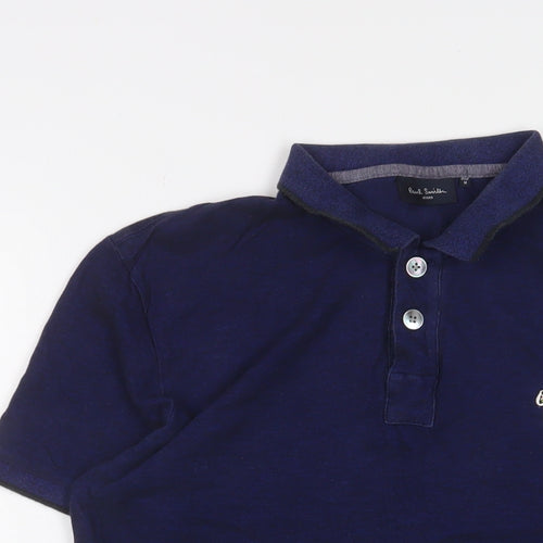 Paul Smith Mens Blue Cotton Polo Size M Collared Button - Logo, Embroidered