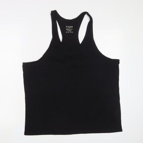 Yaker Womens Black Cotton Camisole Tank Size L Scoop Neck