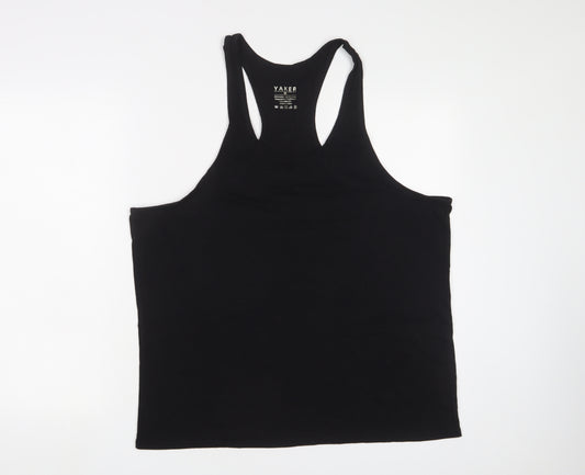 Yaker Womens Black Cotton Camisole Tank Size L Scoop Neck