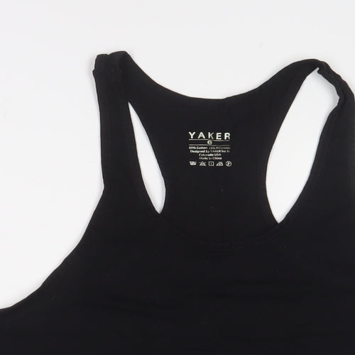 Yaker Womens Black Cotton Camisole Tank Size L Scoop Neck