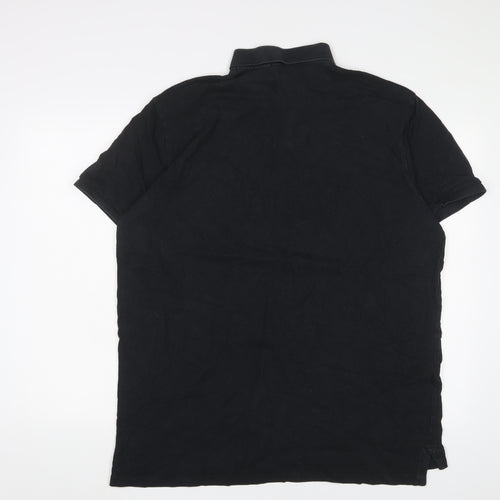 Ralph Lauren Mens Black Cotton Polo Size 2XL Collared Button - Logo, Embroidered