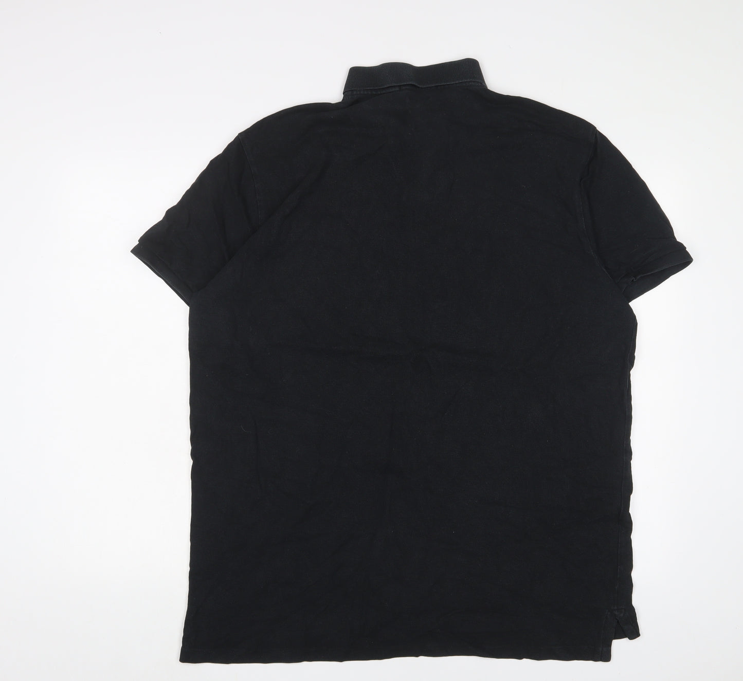 Ralph Lauren Mens Black Cotton Polo Size 2XL Collared Button - Logo, Embroidered
