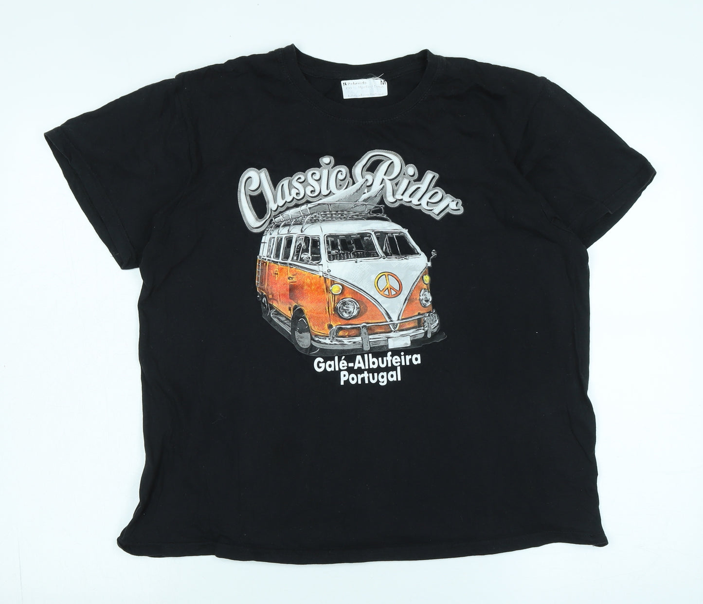 Classic rider Mens Black Cotton T-Shirt Size M Crew Neck - Logo- Classic Rider