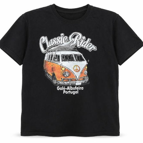 Classic rider Mens Black Cotton T-Shirt Size M Crew Neck - Logo- Classic Rider