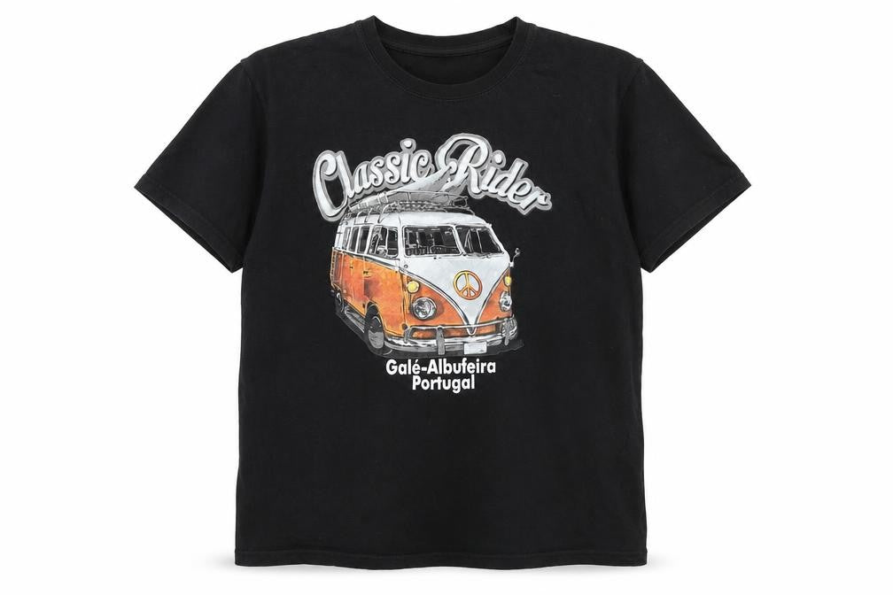 Classic rider Mens Black Cotton T-Shirt Size M Crew Neck - Logo- Classic Rider