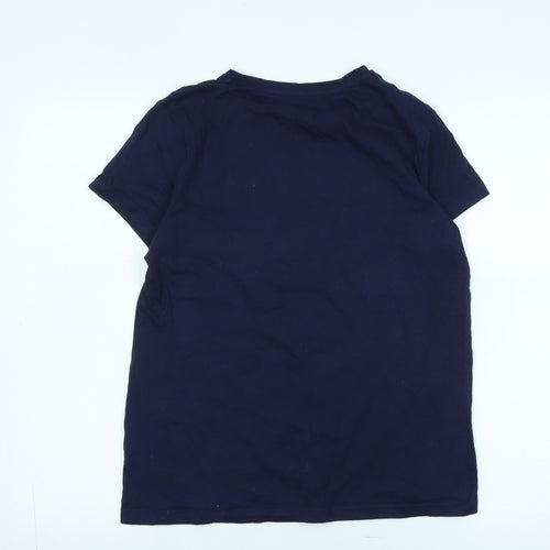 Merry Xmas Womens Blue Cotton Basic T-Shirt Size 8 Collared - Logo- Merry Xmas