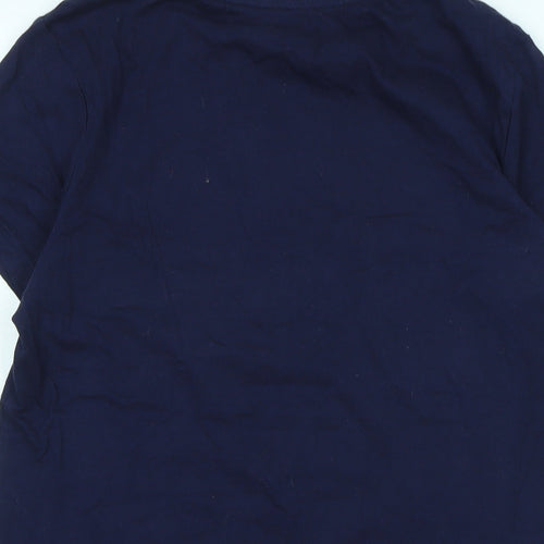 Merry Xmas Womens Blue Cotton Basic T-Shirt Size 8 Collared - Logo- Merry Xmas