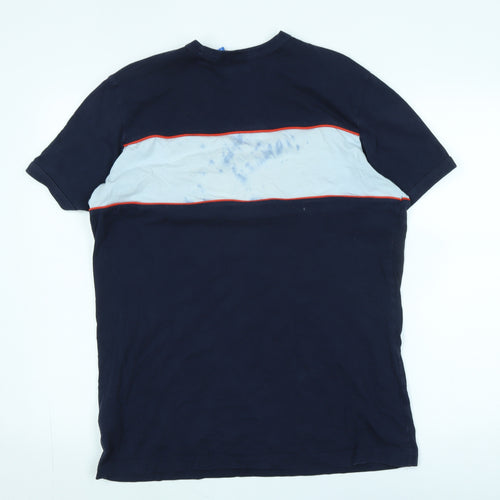adidas Mens Blue Cotton T-Shirt Size L Crew Neck - Logo - Adidas