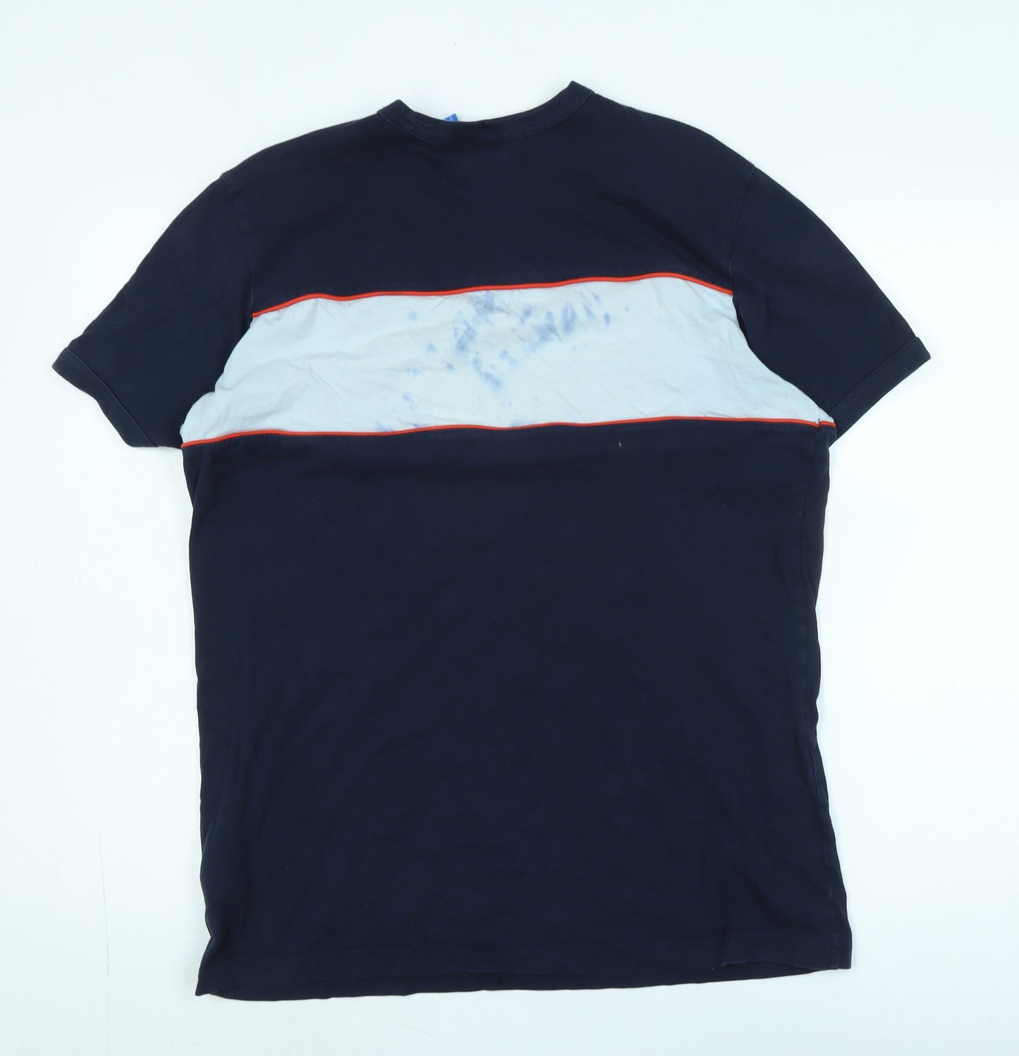 adidas Mens Blue Cotton T-Shirt Size L Crew Neck - Logo - Adidas