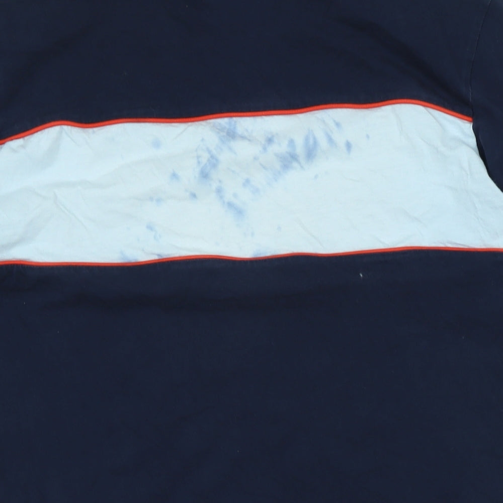 adidas Mens Blue Cotton T-Shirt Size L Crew Neck - Logo - Adidas