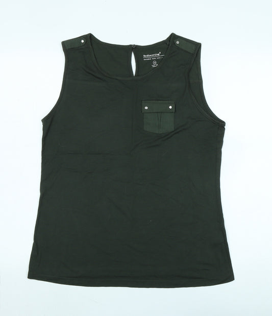 Red Herring Womens Green Cotton Basic Tank Size 16 Scoop Neck - Logo