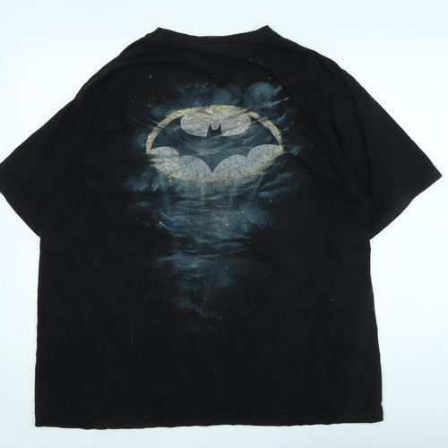Batman Mens Black Cotton T-Shirt Size 2XL Crew Neck - Logo