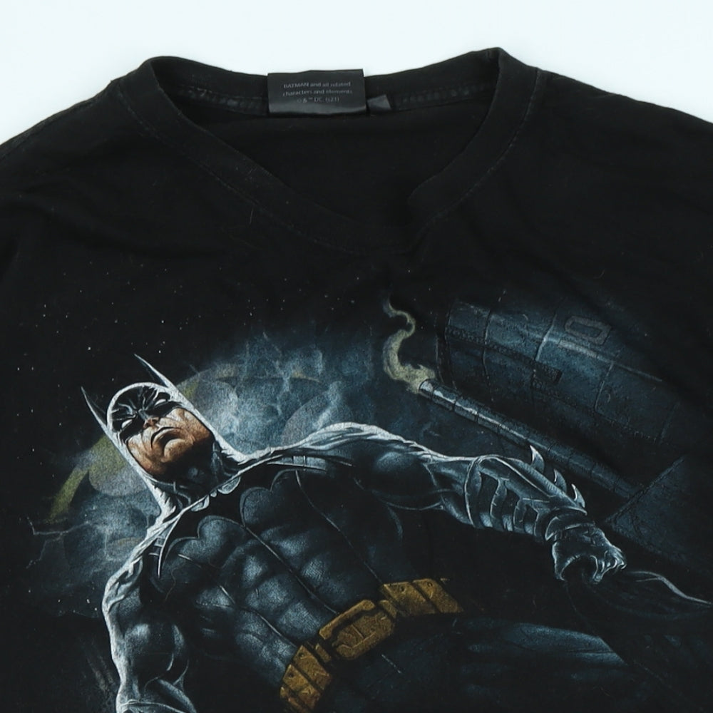 Batman Mens Black Cotton T-Shirt Size 2XL Crew Neck - Logo