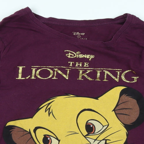 Disney Womens Purple Cotton Jersey T-Shirt Size 12 Crew Neck - Logo- The Lion King