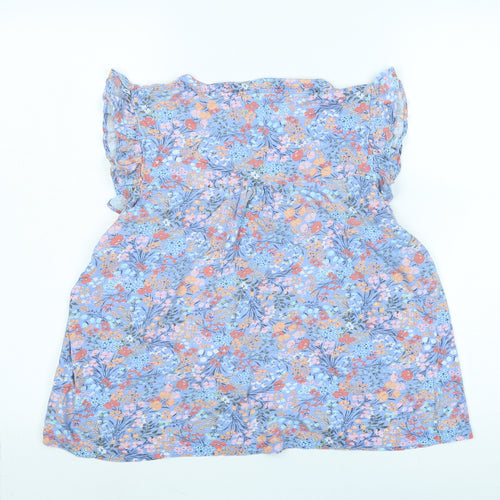Crewe clothing Co Womens Blue Floral Cotton Basic Blouse Size 12 Crew Neck - Logo