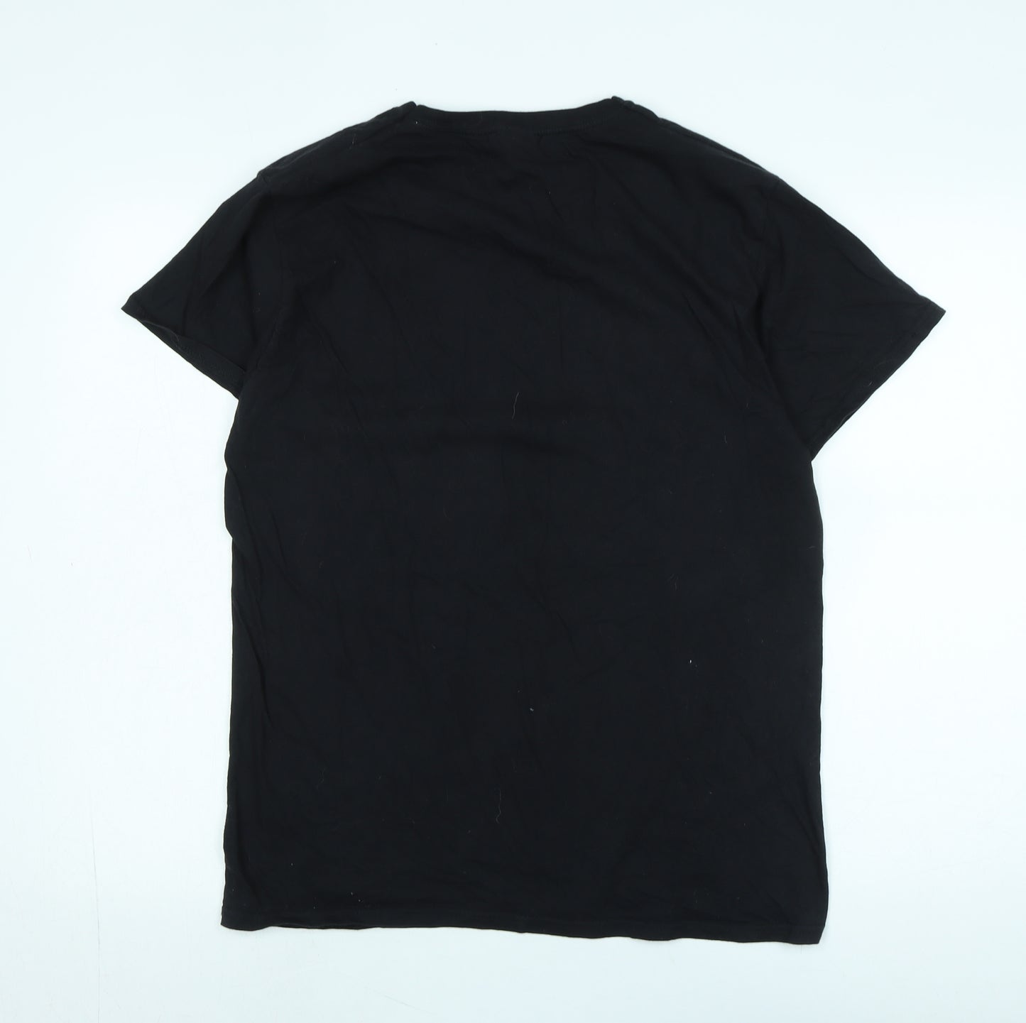 Marvel Mens Black Cotton T-Shirt Size L Crew Neck - Logo - Marvel