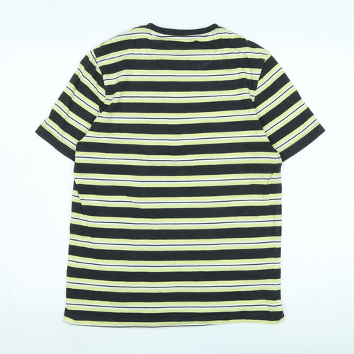 Farah 1920 Mens Black Striped Cotton T-Shirt Size S Crew Neck - Logo