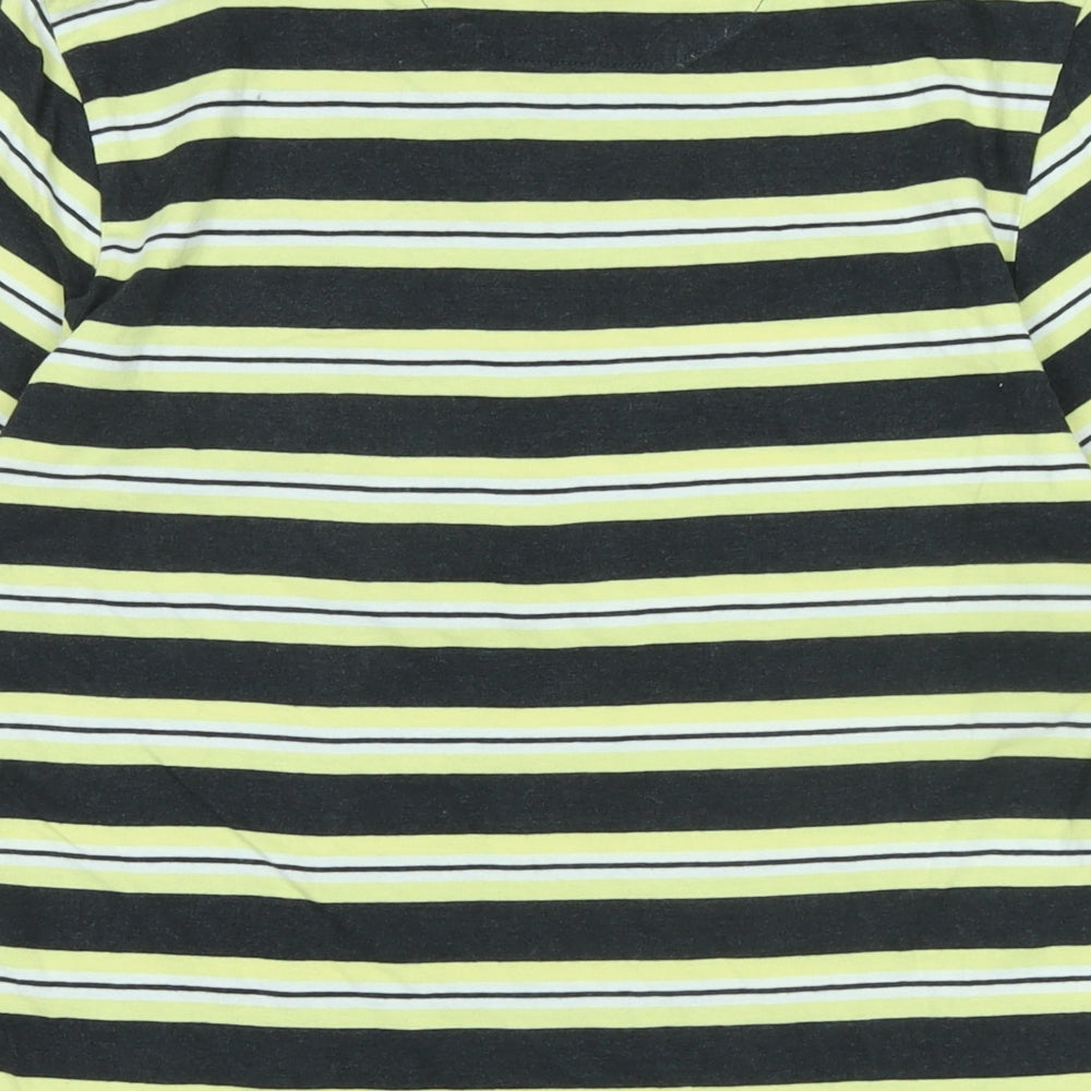 Farah 1920 Mens Black Striped Cotton T-Shirt Size S Crew Neck - Logo