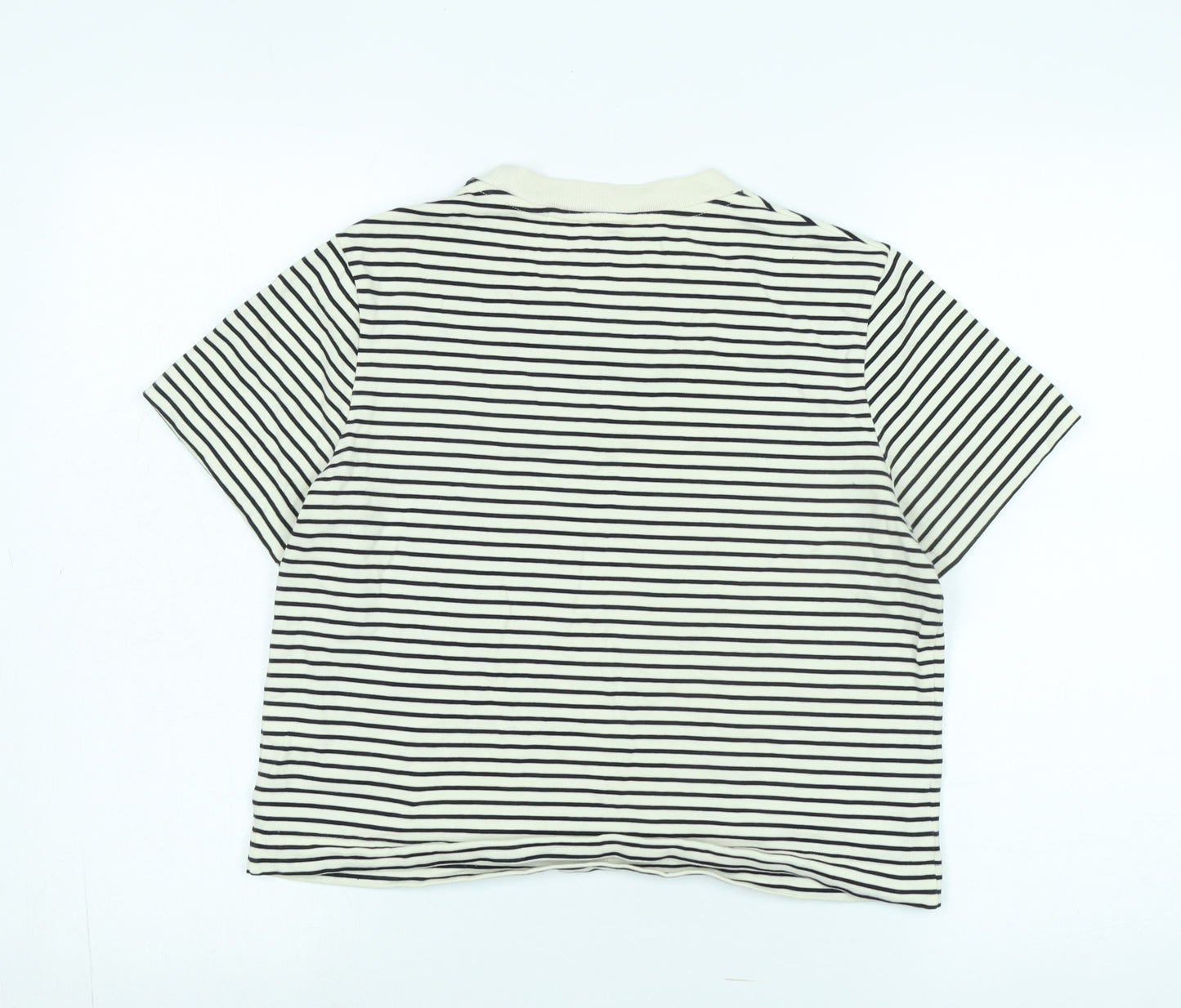 COS Womens Ivory Cotton Basic T-Shirt Size S Crew Neck - Logo