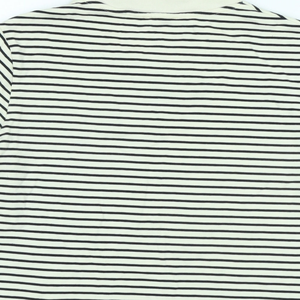 COS Womens Ivory Cotton Basic T-Shirt Size S Crew Neck - Logo