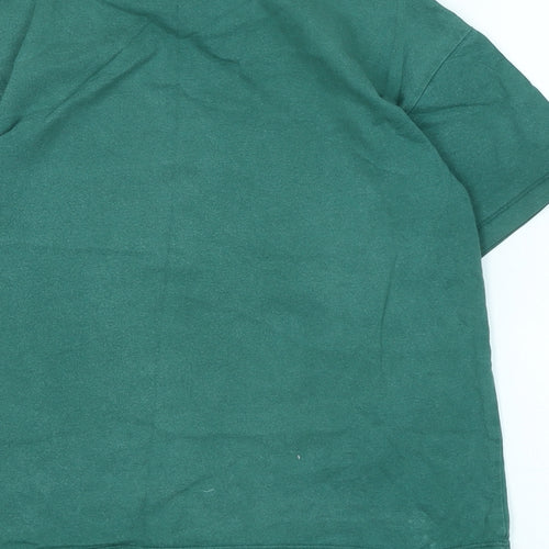 Harvard Boys Green Cotton Basic T-Shirt Size 9-10 Years Crew Neck - Logo - Harvard