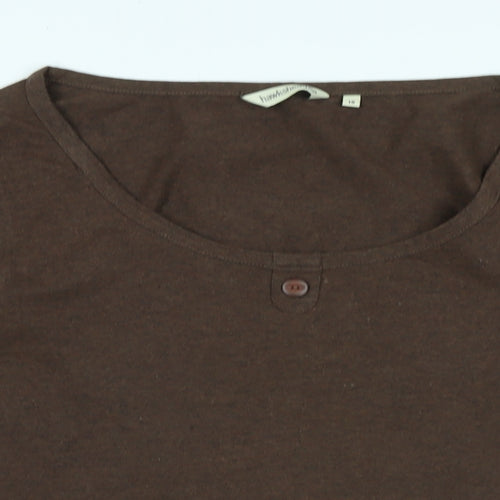 Hawkshead Womens Brown Cotton Basic T-Shirt Size 18 Scoop Neck - Logo